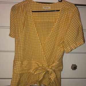 Yellow gingham wrap top